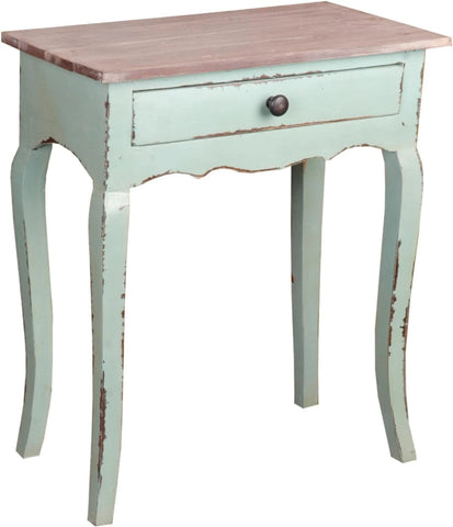Sunset Trading Cottage Table | Bahama Blue/Natural Limewash Solid Wood | Fully Assembled