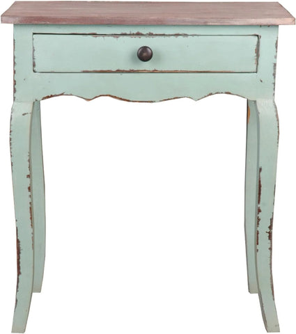 Sunset Trading Cottage Table | Bahama Blue/Natural Limewash Solid Wood | Fully Assembled