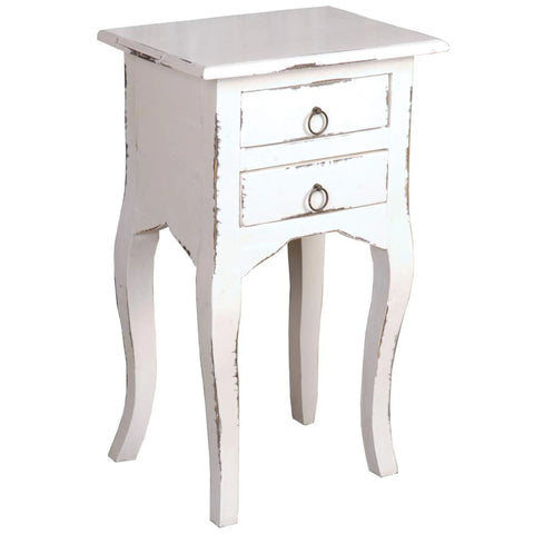 Sunset Trading Cottage Side End Table | Distressed White Solid Wood | Fully Assembled
