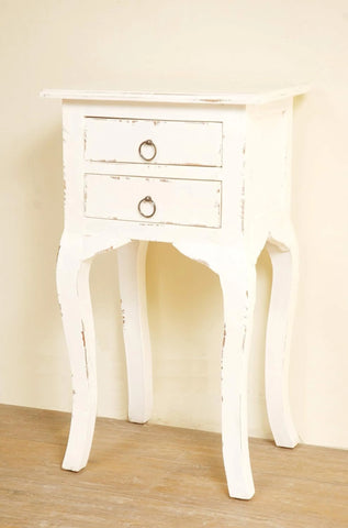 Sunset Trading Cottage Side End Table | Distressed White Solid Wood | Fully Assembled
