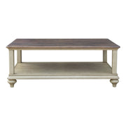 Sunset Trading Shades of Sand Cocktail Table | Storage Shelf | Fully Assembled | Cream Puff and Walnut Brown Solid Wood
