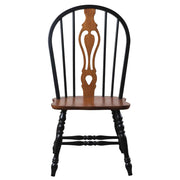 Sunset Trading Black Cherry Selections Keyhole Windsor Dining Side Chairs | Two Tone Antique Black Cherry Solid Wood | Set of 2 | Fully Assembled