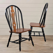 Sunset Trading Black Cherry Selections Keyhole Windsor Dining Side Chairs | Two Tone Antique Black Cherry Solid Wood | Set of 2 | Fully Assembled