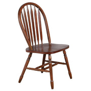 Sunset Trading Andrews Windsor Arrowback Dining Side Chair | Chestnut Brown Solid Wood | Set of 2 Fully Assembled Sidechairs