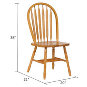Sunset Trading Oak Selections Arrowback Dining Side Chair | Light Oak Solid Wood | Set of 2