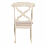 Sunset Trading Andrews Cross Back Upholstered Dining Side Chair | Antique White Solid Wood | Set of 2