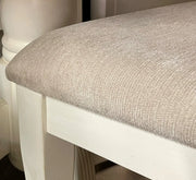 Sunset Trading Andrews Cross Back Upholstered Dining Side Chair | Antique White Solid Wood | Set of 2