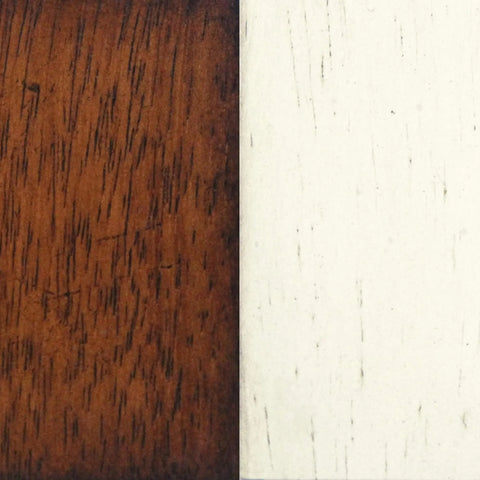 Sunset Trading Andrews Napoleon Dining Side Chair | Two Tone Antique White Chestnut Brown Solid Wood | Set of 2