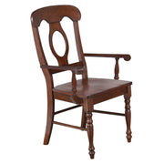 Sunset Trading Andrews Napoleon Dining Chair with Arms | Chestnut Brown Solid Wood | Set of 2