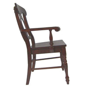 Sunset Trading Andrews Napoleon Dining Chair with Arms | Chestnut Brown Solid Wood | Set of 2