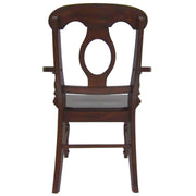 Sunset Trading Andrews Napoleon Dining Chair with Arms | Chestnut Brown Solid Wood | Set of 2