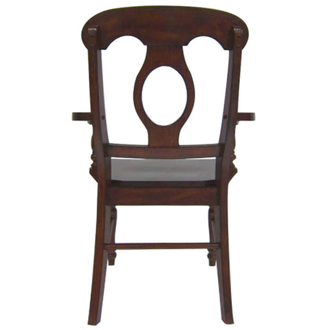 Sunset Trading Andrews Napoleon Dining Chair with Arms | Chestnut Brown Solid Wood | Set of 2