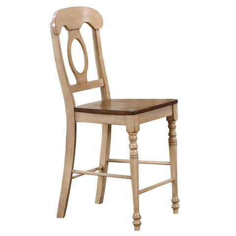 Sunset Trading Brook Napoleon Barstool | Two Tone Light Brown Wood | Counter Height Stool | Set of 2