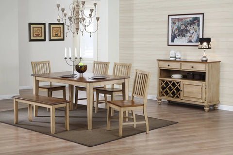 Sunset Trading Brook 42" Dining Bench | Two Tone Light Brown Wood