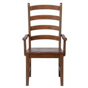 Sunset Trading Simply Brook Ladder Back Dining Chair with Arms | Set of 2 | Amish Brown Solid Wood