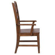 Sunset Trading Simply Brook Ladder Back Dining Chair with Arms | Set of 2 | Amish Brown Solid Wood