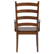 Sunset Trading Simply Brook Ladder Back Dining Chair with Arms | Set of 2 | Amish Brown Solid Wood