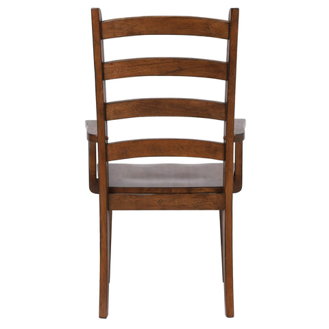 Sunset Trading Simply Brook Ladder Back Dining Chair with Arms | Set of 2 | Amish Brown Solid Wood