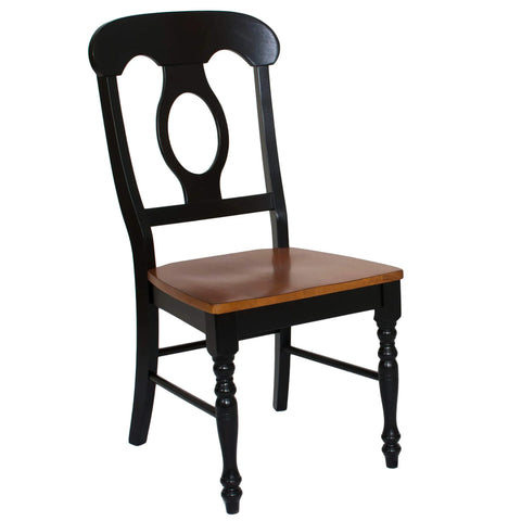Sunset Trading Black Cherry Selections Napoleon Dining Chair | Antique Black and Cherry | Set of 2