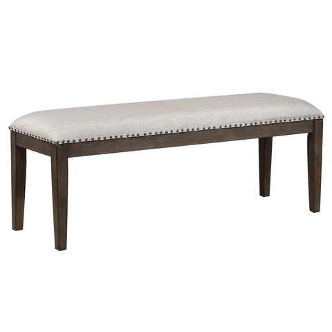 Sunset Trading Cali 50" Upholstered Dining Bench | Brown Solid Wood | Nailheads