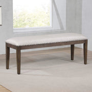 Sunset Trading Cali 50" Upholstered Dining Bench | Brown Solid Wood | Nailheads