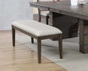 Sunset Trading Cali 50" Upholstered Dining Bench | Brown Solid Wood | Nailheads