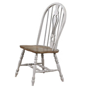 Sunset Trading Country Grove Keyhole Windsor Dining Chair | Distressed Gray and Brown Wood | Set of 2 | Fully Assembled