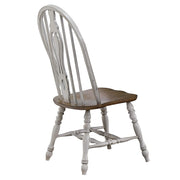 Sunset Trading Country Grove Keyhole Windsor Dining Chair | Distressed Gray and Brown Wood | Set of 2 | Fully Assembled