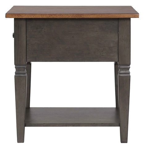 Sunset Trading Dakota Living Room End Table with Drawer and Shelf Storage | 20"W Sofa Sidetable | Two-Tone Distressed Brown and Ash Gray Solid Wood Bedroom Nightstand