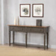 Sunset Trading Dakota Console Table with Drawers and Storage Shelf | 62" Sofa Table | Narrow Kitchen Sideboard | Distressed Brown and Ash Gray Solid Wood