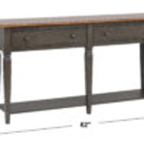 Sunset Trading Dakota Console Table with Drawers and Storage Shelf | 62" Sofa Table | Narrow Kitchen Sideboard | Distressed Brown and Ash Gray Solid Wood