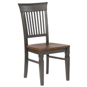 Sunset Trading Dakota Slat Back Armless Dining Chairs | Set of 2 | Distressed Brown and Ash Gray Solid Wood | Ideal for Home, Kitchen, Office, Waiting Room Seating