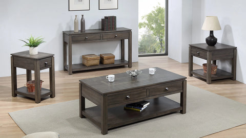 Sunset Trading Shades of Gray Sofa Console with Drawers and Shelf