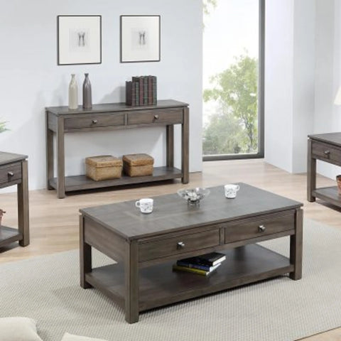 Sunset Trading Shades of Gray Coffee Table with Drawers and Shelf
