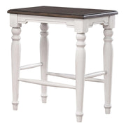 Sunset Trading French Chic 24" Backless Barstools | Set of 2  Kitchen Island Counter Stools | Two-Tone Antique White & Walnut Brown Solid Wood | Dining and Game Room Seating