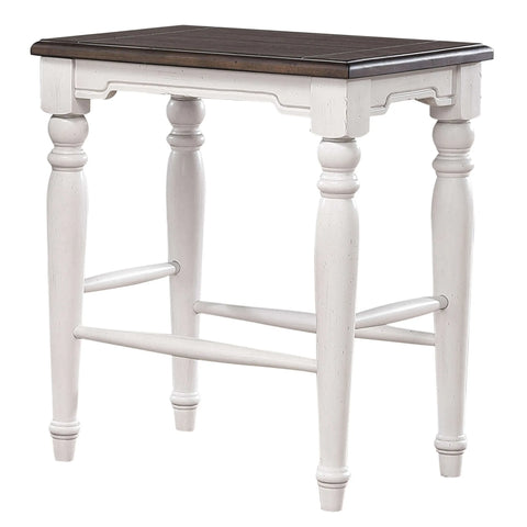 Sunset Trading French Chic 24" Backless Barstools | Set of 2  Kitchen Island Counter Stools | Two-Tone Antique White & Walnut Brown Solid Wood | Dining and Game Room Seating