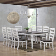 Sunset Trading French Chic Ladder Back Chairs | Set of 2 Highback Chairs | Two-Tone Antique White & Walnut Brown Solid Wood | Dining and Kitchen Seating