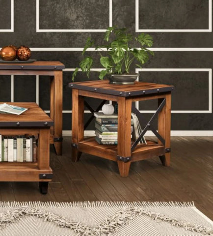 Sunset Trading Rustic City End Table with Shelf