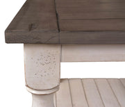 Sunset Trading Rustic French Rectangular Side End Table | Distressed White and Brown Solid Wood | Living Room Furniture