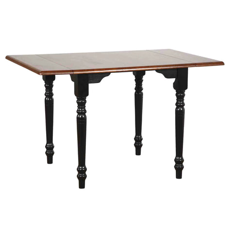 Sunset Trading Selections 34-48" Rectangular Extendable Drop Leaf Dining Table | Cherry/Antique Black Wood | Seats 2, 4
