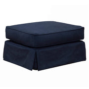 Sunset Trading Americana Box Cushion Slipcovered Ottoman | Performance Fabric Washable Water-Resistant Stain-Proof | Navy Blue