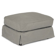 Sunset Trading Americana Box Cushion Slipcovered Ottoman | Performance Fabric Washable Water-Resistant Stain-Proof | Gray