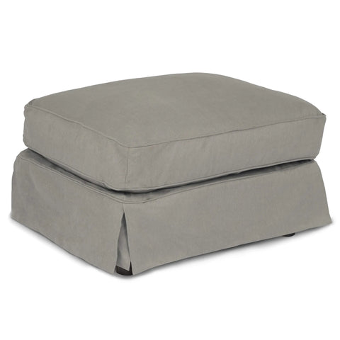 Sunset Trading Americana Box Cushion Slipcovered Ottoman | Performance Fabric Washable Water-Resistant Stain-Proof | Gray