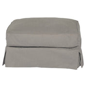 Sunset Trading Americana Box Cushion Slipcovered Ottoman | Performance Fabric Washable Water-Resistant Stain-Proof | Gray