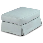 Sunset Trading Horizon Slipcovered Ottoman | Performance Fabric Washable Water-Resistant Stain-Proof | Ocean Blue