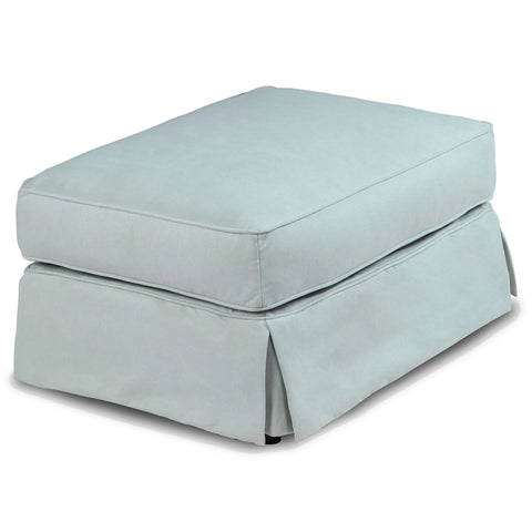 Sunset Trading Horizon Slipcovered Ottoman | Performance Fabric Washable Water-Resistant Stain-Proof | Ocean Blue