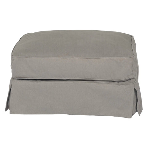 Sunset Trading Horizon Slipcovered Ottoman | Performance Fabric Washable Water-Resistant Stain-Proof | Gray
