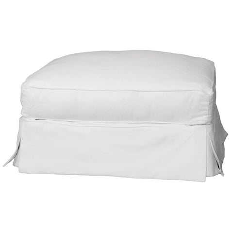 Sunset Trading Horizon Slipcovered Ottoman | Warm White