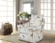 Sunset Trading Birdscript Swivel Chair | Low Back | Rolled Arms | Nailhead Trim