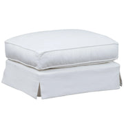 Sunset Trading Ariana Slipcovered Ottoman | Performance Fabric Washable Water-Resistant Stain-Proof | White